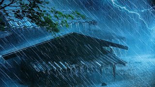 Perfect Rain Thunderstorm Sounds for Sleeping | Heavy Hurricane Rain, Intense Thunder & Storm Wind