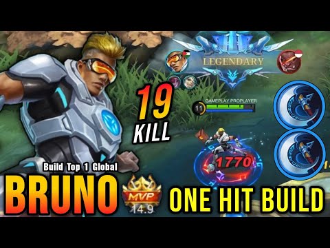 19 Kills!! Bruno Critical Damage (One Hit Build and Emblem) - Build Top 1 Global Bruno ~ MLBB