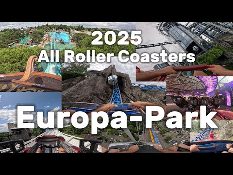 All Roller Coasters in Amusement Park Europa Park Rust Germany, POV 4k, On Ride