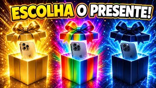 🎁ESCOLHA O SEU PRESENTE!🪙Dourado,🌈 Colorido ou 💎Azul? (Jogo das Escolhas)