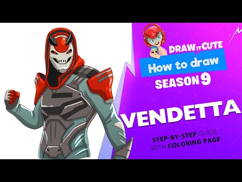 How to draw Vendetta | Fortnite season 9 step-by-step drawing tutorial with coloring page Video