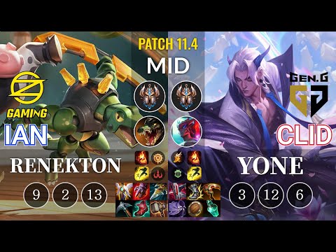 OZ Ian Renekton vs GEN Clid Yone Mid - KR Patch 11.4