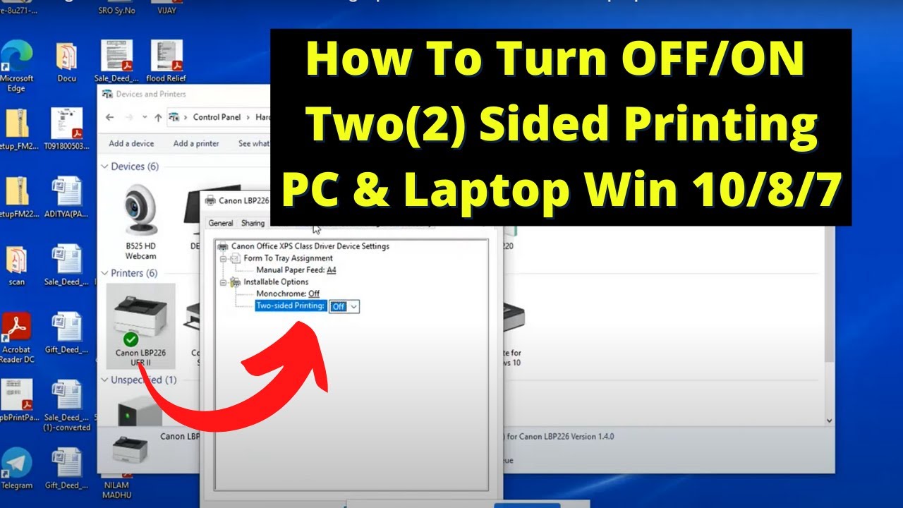 How do I enable duplex printing in Windows 10? More REF