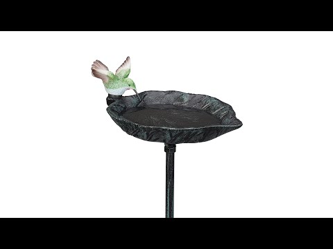 Bain d'oiseaux en fonte de fer Noir - Vert - Fonte - 14 x 101 x 19 cm