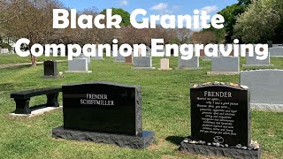 Black Granite Companion Headstone Engraving