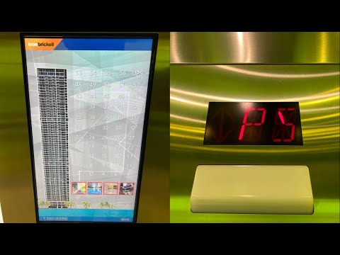 Nice but Slow 700 FPM ThyssenKrupp Touchscreen Traction Elevators in Brickell, Miami, FL