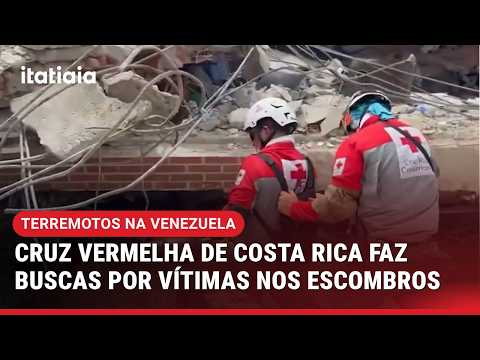 EQUIPES DA CRUZ VERMELHA DA COSTA RICA FAZEM BUSCAS NOSOS ESCOMBROS APÓS TERREMOTOS NA VENEZUELA