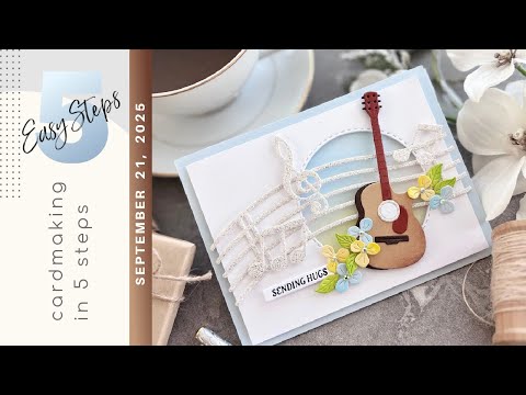 Tutorial de tarjeta con notas musicales de Bibi Cameron | TARJETERÍA EN 5 SENCILLOS PASOS | Spell...