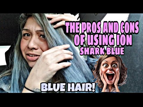 Dyed my orange golden hair blue by using ion shark blue/ 2018