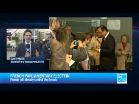 Cyril Vanier, da FRANÇA 24, reporta da sede do Partido Socialista em Paris