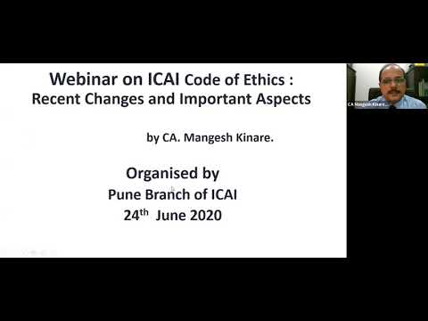 Virtual CPE Meeting on ICAI Code of Ethics (Important Aspects & Changes) held on 24th June, 2020