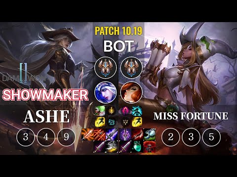 DWG ShowMaker Ashe vs Miss Fortune Bot - KR Patch 10.19