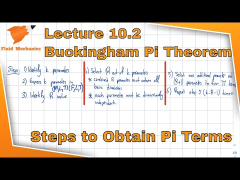 Fluid Mechanics 10.2 - Buckingham Pi Theorem and Steps for obtaining Pi terms
