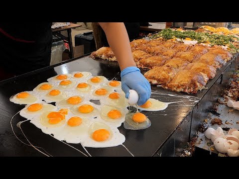 Japanese Style Egg & Bacon Pancakes | Delicious Japanese Street Food