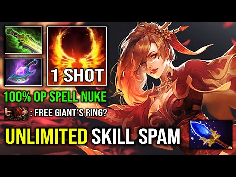 100% OP SPELL CASTER LINA 1 Shot Laguna NEW Flame Cloak Skill with Arcane Blink E Blade Dota 2