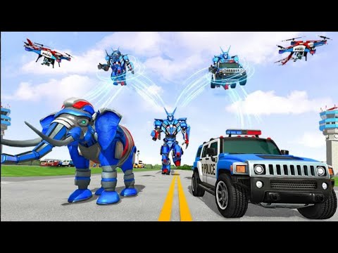 Police Elephant Robot Game: Police Transport Games  New Android Gameplay FHD.