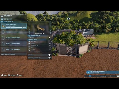 Jurassic World Evolution 2 concavenator release animation.