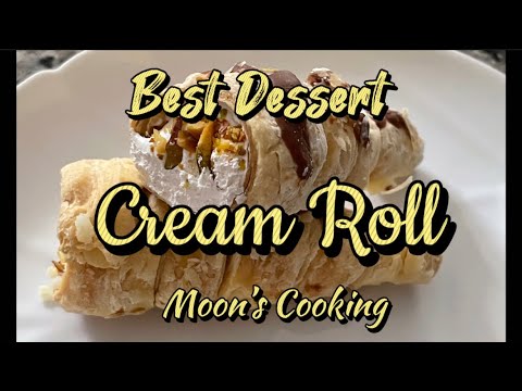 How to make Puff Pastry Cream Horns | Eggless Cream Roll | Wool Roll #Moon’sCooking