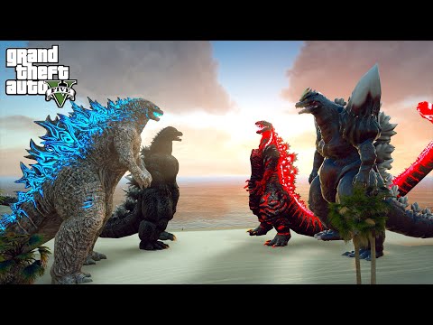 Godzilla and Heisei Godzilla vs Shin Godzilla and Space Godzilla - GTA V Mods