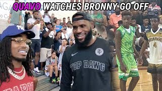 Quavo Watches Bronny James' BEST GAME! Coach LeBron Gets FIRED UP & Other Team DISRESPECTS 😱