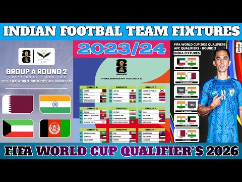 🇮🇳INDIAN NATIONAL FOOTBALL TEAM FULL SCHEDULE in FIFA WORLD CUP QUALIFIER'S & AFC ASIAN CUP ROUND 2✅