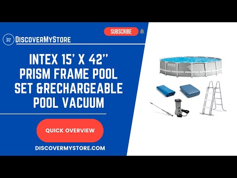 INTEX 15' x 42'' Prism Frame Pool Set with Rechargeable Pool Vacuum