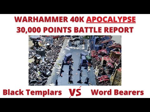 Apocalypse 30000 points of Black Templars Vs Word Bearers Warhammer 40k Battle Report Christmas 2022