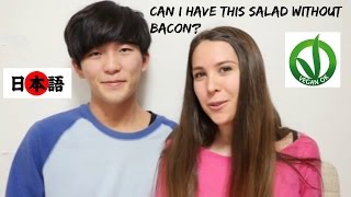 How to say "can I have this salad without bacon?" in Japanese