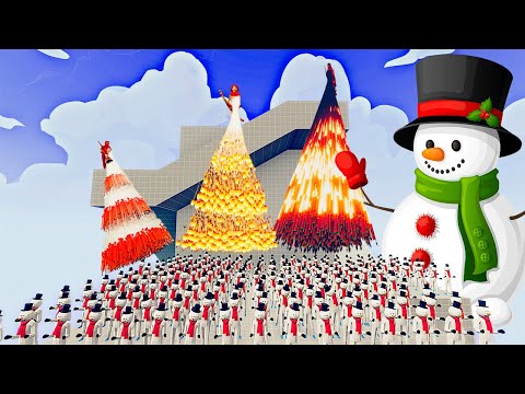 100x SNOWMAN + 1x GIANT vs 4x EVERY GOD   Totally Accurate Battle Simulator TABS