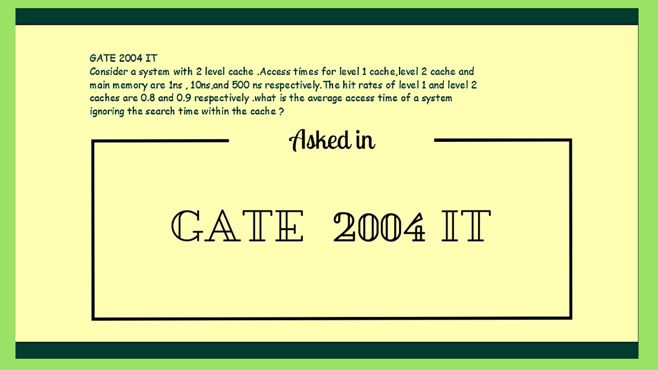 GATE 2004 IT | Level Caches