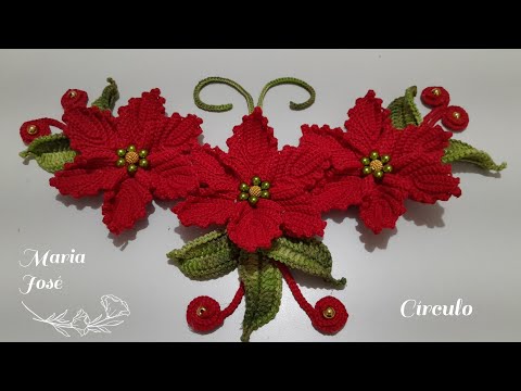 Flores natalina para aplicações crochê com Maria José