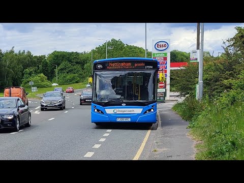 Stagecoach East midlands 27594 FJ08 VRC Enviro 300 (kickdowns, whistly loud ZF)