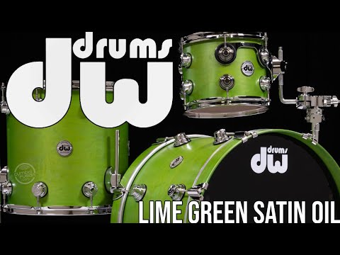 DW Collector's 3pc Maple Kit - Lime Green Satin Oil (Carousel View)