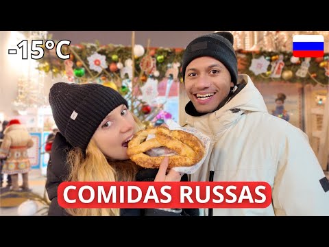 🇷🇺 PROVANDO COMIDAS DE RUA EM MOSCOU NO NATAL A -15°C