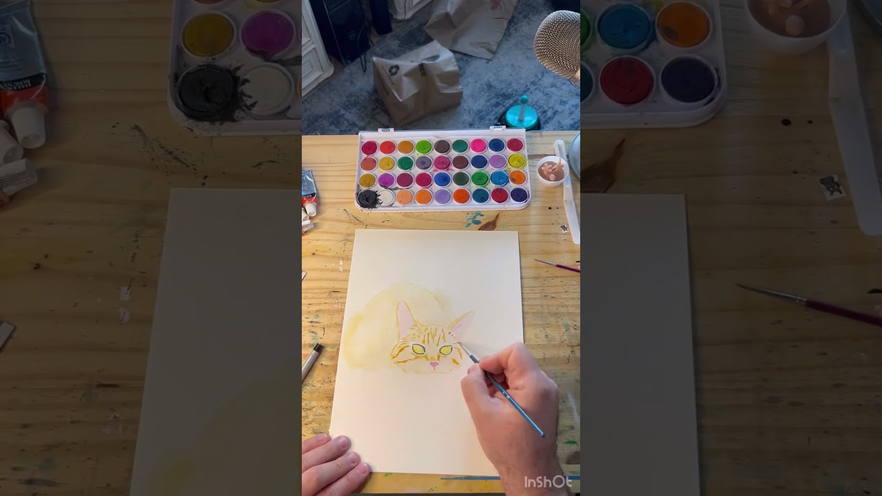 Painting a lazy orange tabby! #cat #crafts #watercolor #art #painting #relaxing