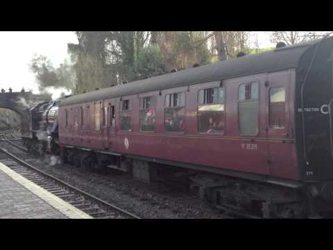 Steam locomotives on the Severn Valley Railway (SVR Santa Special day): LMS Mogul, GWR 5100