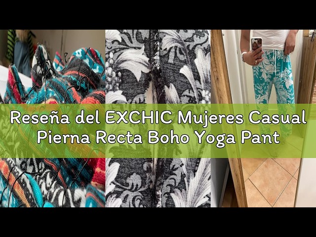 Vídeo relacionado con EXCHIC Mujeres Casual Pierna Recta Boho Yoga Pantalones Cintura Elástica Pantalones con Bolsillos(S, Series 2#2)