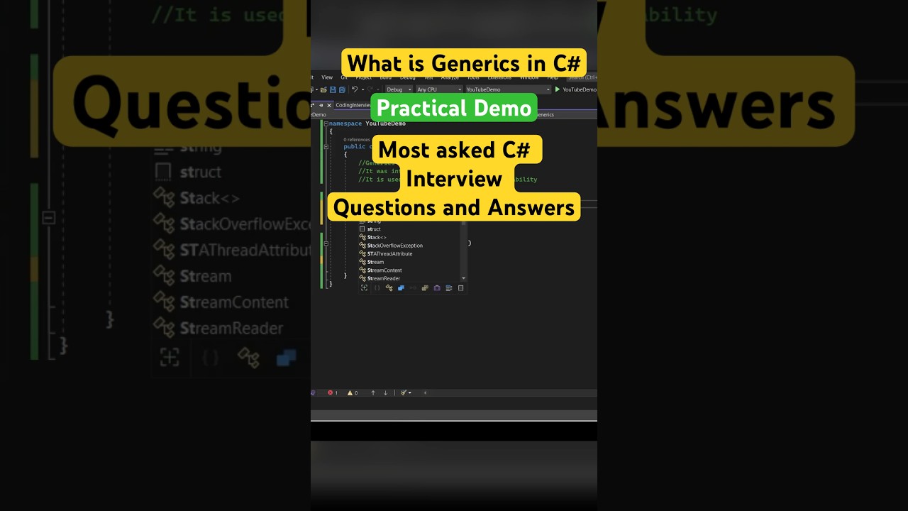 What is Generics in C# - explained with practical demo #shorts #coding #csharp #generics