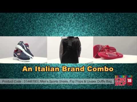 Homeshop18.com - Men's Sports Shoes, Slippers & Unisex Duffle Bag - Lotto Combo