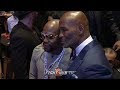 FLOYD MAYWEATHER JR HUGS BERNARD HOPKINS AFTER HIS NEVADA BOXING HALL OF FAME INDUCTION