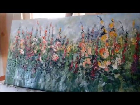 Hollyhocks - Flowers painted. Margaret Raven