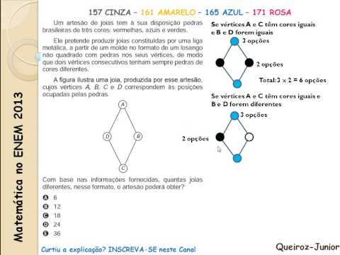 Matemática ENEM 2013 - 161 amarelo - 157 cinza - 165 azul - 171 rosa