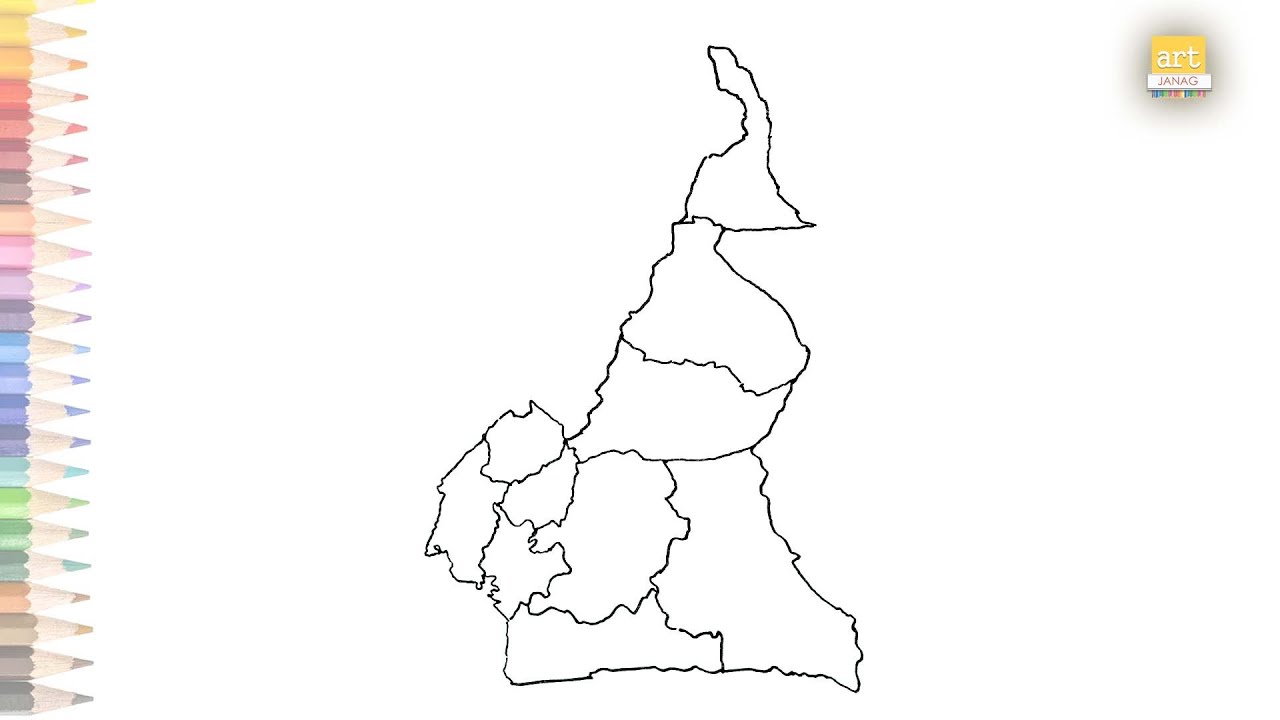 Cameroon map outline drawing | How to draw Cameroon map step by step | Outline drawings | art janag