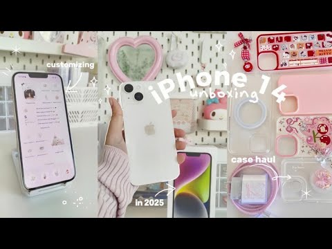 iPhone 14 unboxing 2025🎀 customization, camera test + new accessories｡⁠*⁠♡