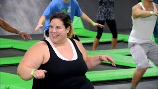 Watch Whitney And Buddy Spring Into Action At A Trampoline Workout Session