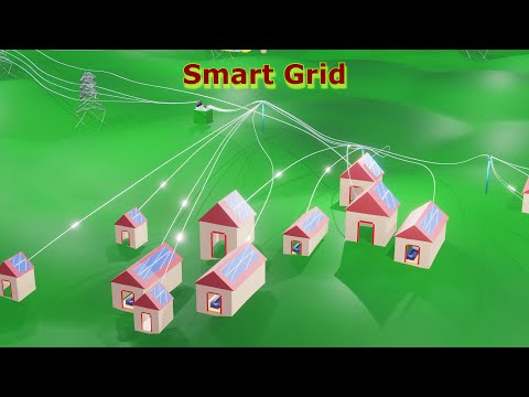 Introduction to smart grid. 3D Animation. Smart Power Grid. Electricity transmission & distribution.