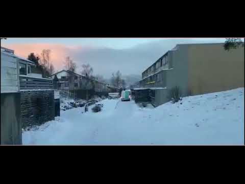 Snow Walk Bergen Breimyra/Norway/4K / Winter in Norway Bergen.