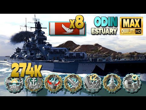 Battleship Odin: 100% action & 8 ships destroyed - World of Warships