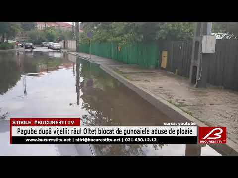 Pagube după vijelii: râul Olteț blocat de gunoaiele aduse de ploaie