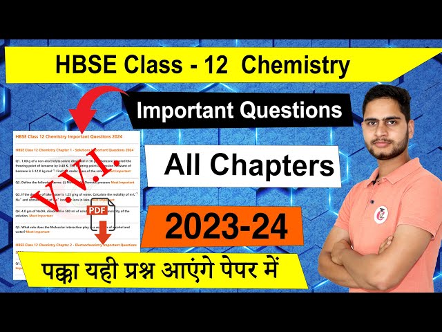 Essential Chemistry Questions for HBSE Class 12 Students in 2024 | Magica